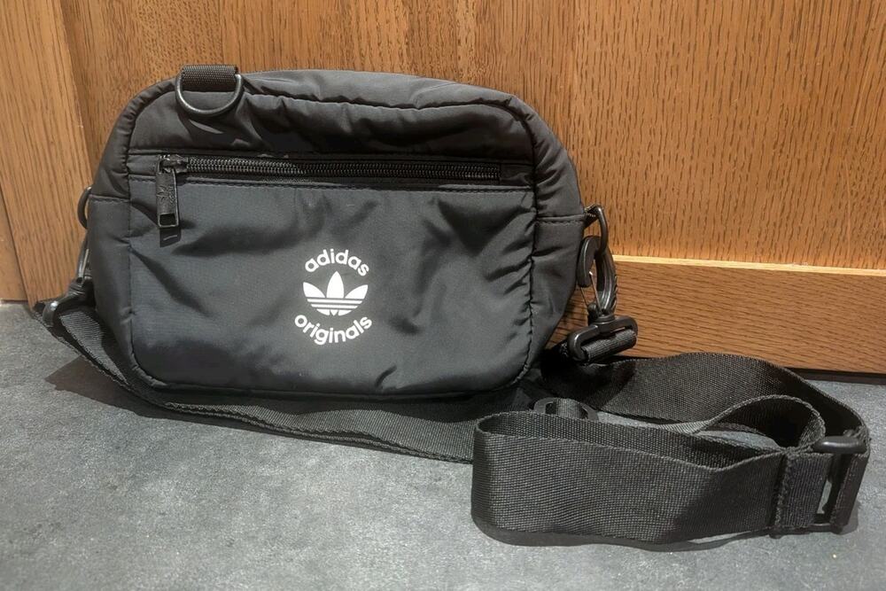 Adidas Trefoil Puffer Pouch Crossbody Bag Black Waist Belt